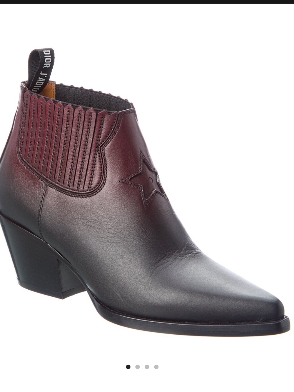 Dior Two-Tone Black and Burgundy Leather Ankle Boot